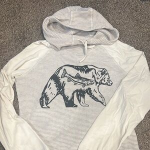 Eddie Bauer White and Gray Bear Graphic Hoodie